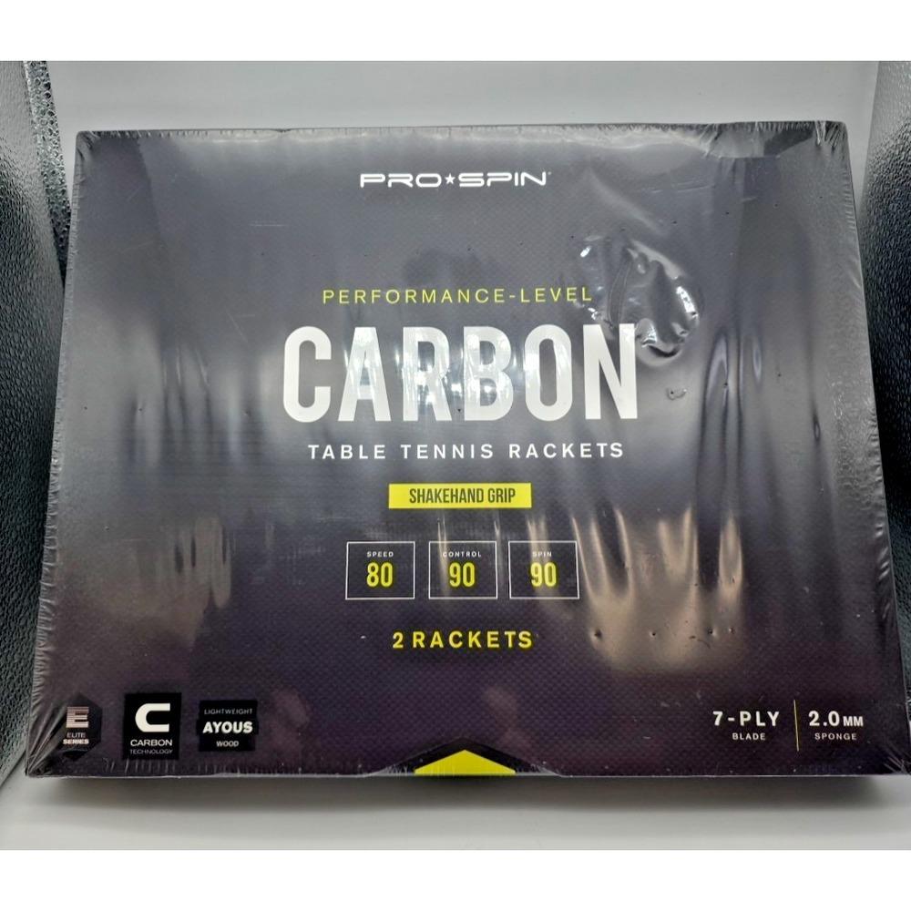 PRO-SPIN Carbon Ping Pong Performance Level Table Tennis Paddles 2 pk Sealed/New